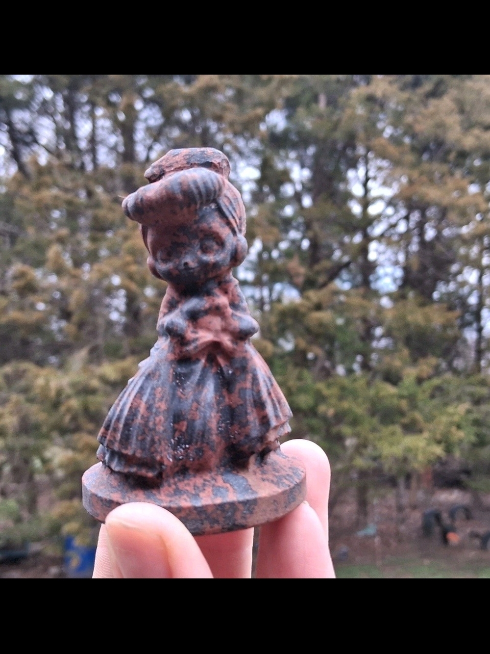 Mohagany Obsidian Carved Girl Princess Figurine Stone Crystal Gift 3"